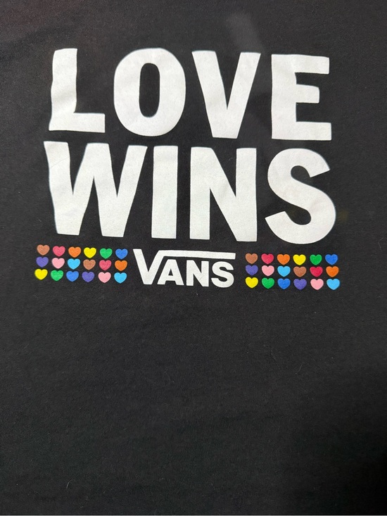Vans Tops - Vans womens crop top “Love Wins" Black Graphic Tee